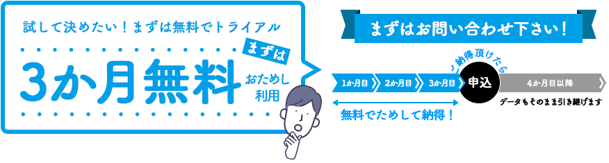 試してから決められる3か月無料おためし利用